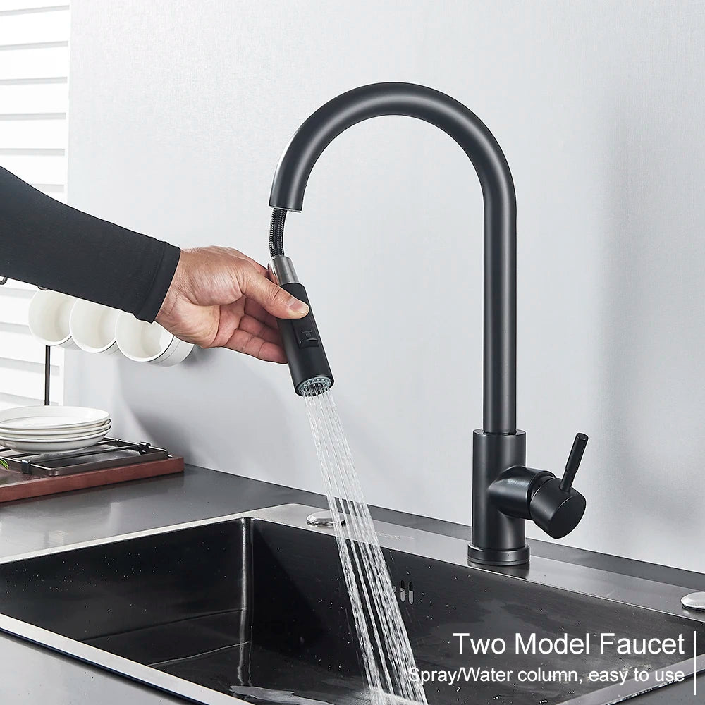 Auto Sensor Black Kitchen Faucet