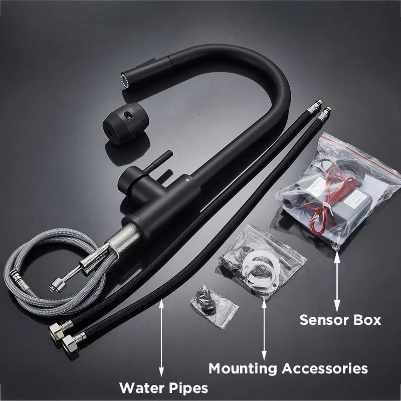 Auto Sensor Black Kitchen Faucet
