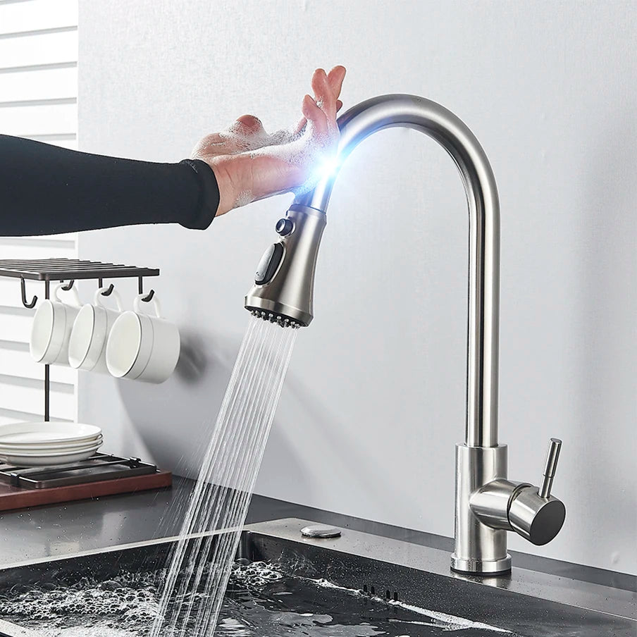 Auto Sensor Black Kitchen Faucet