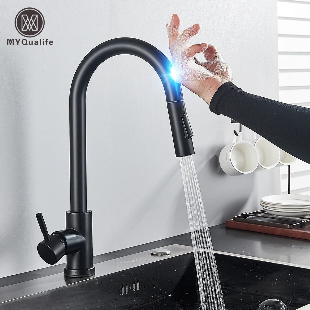 Auto Sensor Black Kitchen Faucet