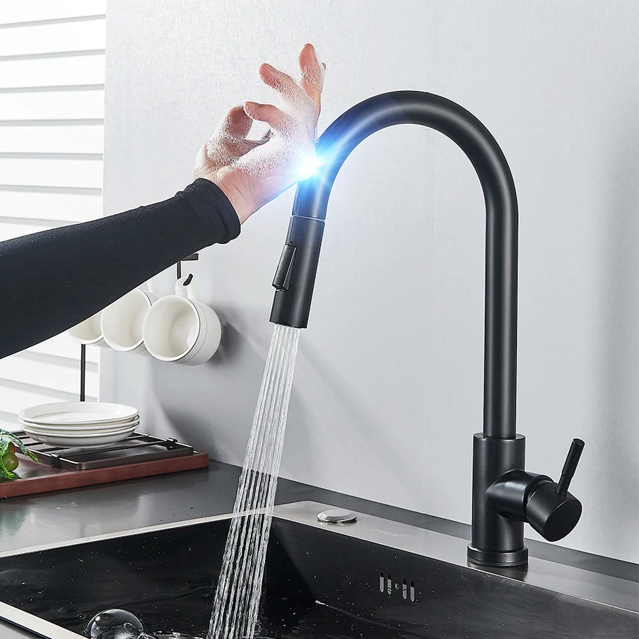 Auto Sensor Black Kitchen Faucet