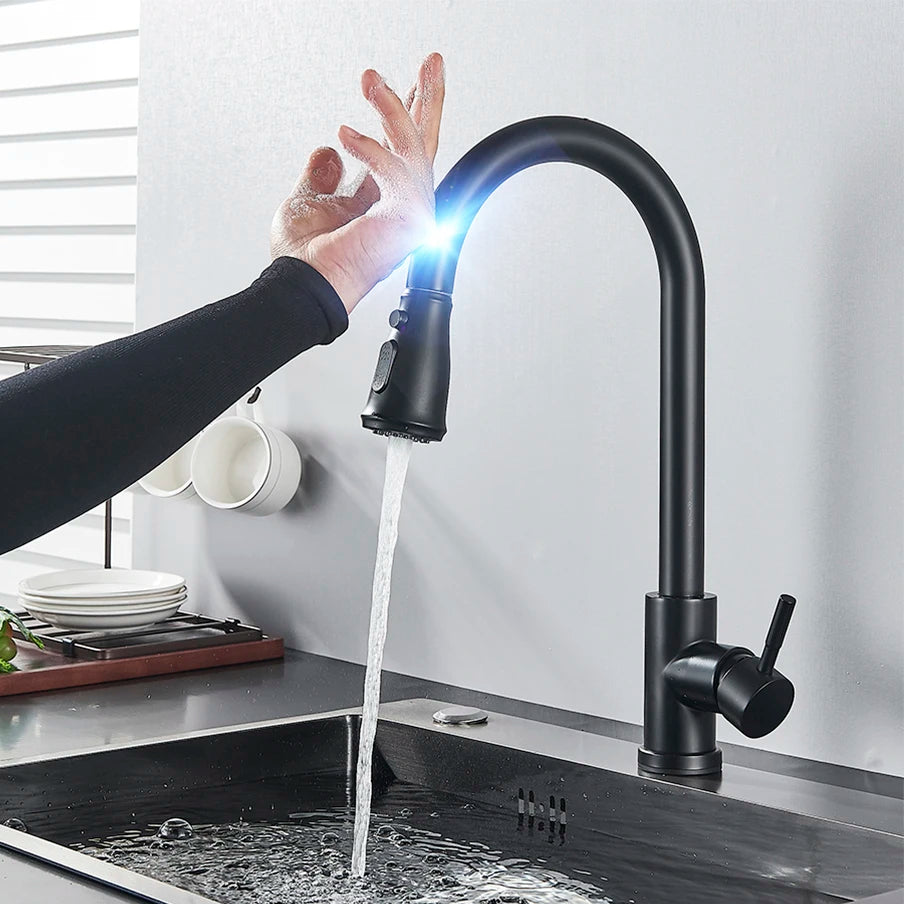 Auto Sensor Black Kitchen Faucet
