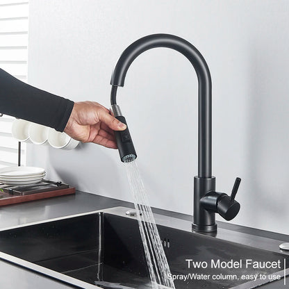 Auto Sensor Black Kitchen Faucet
