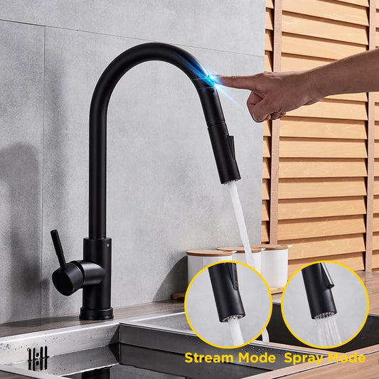 Auto Sensor Black Kitchen Faucet