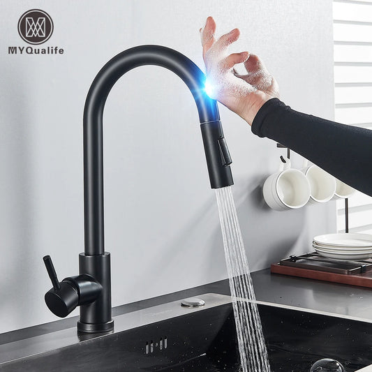 Auto Sensor Black Kitchen Faucet